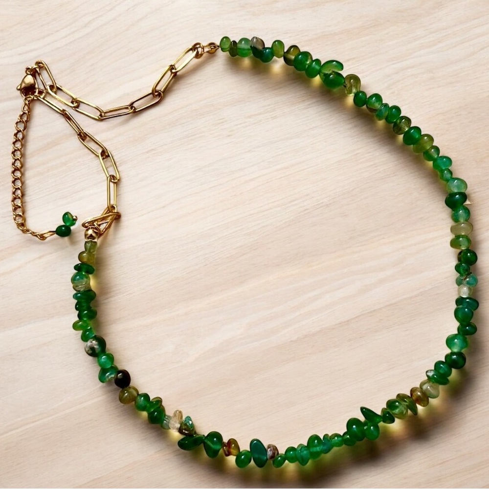 18K Gold Green Aventurine Necklace